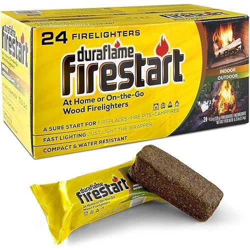 Fire Starter for Indoor and Outdoor Use - Quick Ignition Logs for BBQ, Fireplace, Fire Pit and Campfires (24 Pack) -Starters for Campfires