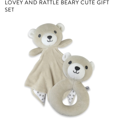 Bear Lovey and Rattle BEARY CUTE Gift Set | Honest Baby Clothing