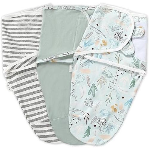 Baby Swaddle Warp Adjustable 3 Pack100% Cotton Newborn Swaddle Blanket for Boy Girl