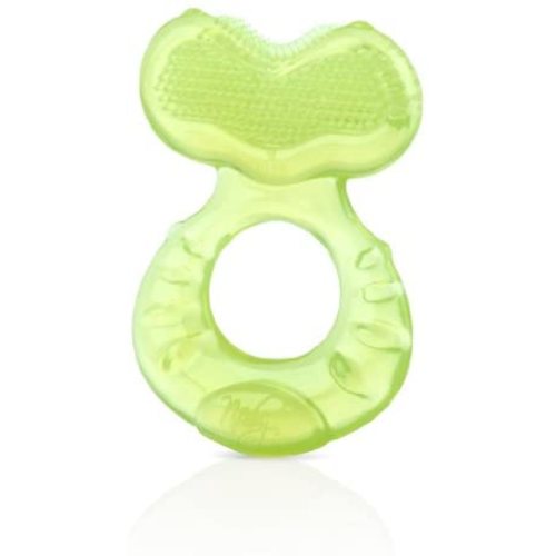 Nuby Silicone Teethe-eez Teether with Bristles, Includes Hygienic Case, Green