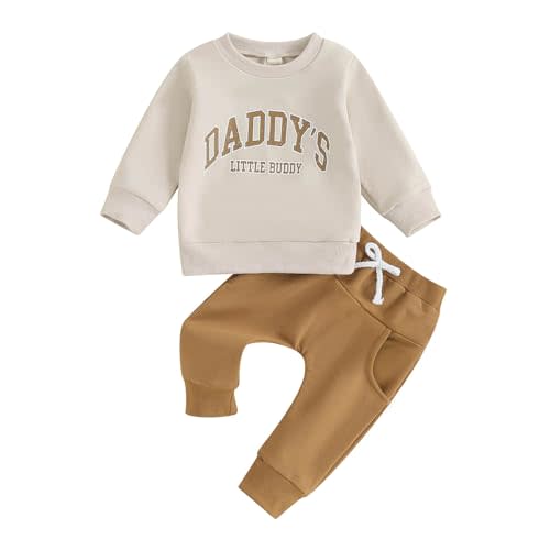 FOCUSNORM Toddler Baby Boy Fall outfit Mama's Boy Letter Embroidery Sweatshirt Top Elastic Pants Set Cute 2pcs Winter Clothes