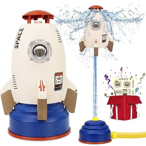 Sprinkler for Kid丨Kids Sprinkler Outdoor Water Toys for Yard丨Outdoor Water Play Rocket Launcher Toys for Toddlers 1-3丨Summer Backyard丨Rocket Launcher for Kids 3 4 5 6 7 8 9 10 11 12