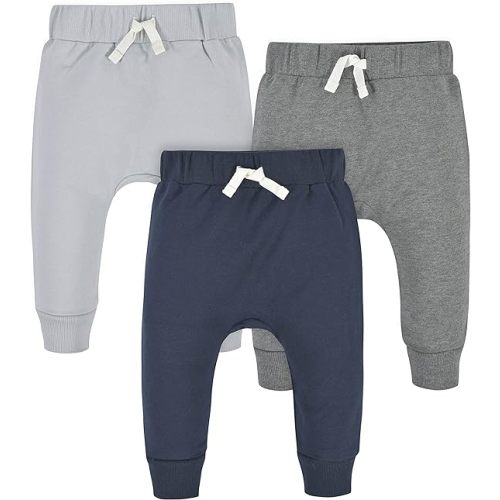 Gerber Baby-Boys Toddler 3-Pack Jogger Pants - 0-3 Months - Navy/Gray