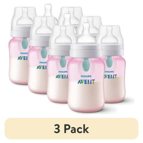 (3 pack) Philips Avent Anti-colic Bottle with AirFree Vent, 9oz, 3pk, Pink, SCY703/13