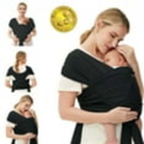 Momcozy Adjustable Baby Wrap Carrier, Easy Wear Infant Sling for Babies up to 35 lbs, Soft and Skin-friendly, Black
