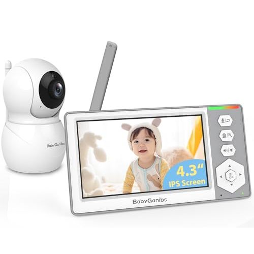 Baby Ganibs Baby Monitor with Camera and Audio, 4.3'' Video Baby Monitor with 1000ft Long Range and 30-Hour Battery, No WiFi,Night Vision, ECO Mode, 2-Way Talk