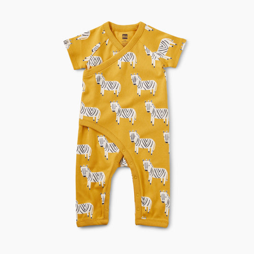 Tea Collection Wrap Baby Romper - Sweet Zebra, 3-6 Months