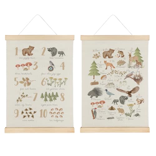 Qvapt Woodland Animal Alphabet Poster,Abc Posters for Classroom Wall,Kids Alphabet Wall Decor Animal Posters 12x16, Classroom Posters with Hanger, Set of 2