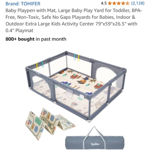 Baby Playpen with Mat, Large Baby Play Yard for Toddler, BPA-Free, Non-Toxic, Safe No Gaps Playards for Babies, Indoor & Outdoor Extra Large Kids Activity Center 79"x59"x26.5" with 0.4" Playmat