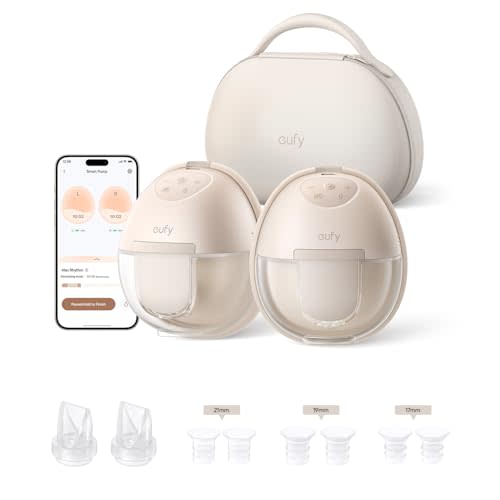 eufy Security Wearable Breast Pump S1 Pro, Electric Hands-Free Breast Pump with Heating Tech, Portable Charging Case, App-Controlled Smart Rhythm, Hospital-Grade Suction, Leak-Proof & Ultra-Quiet