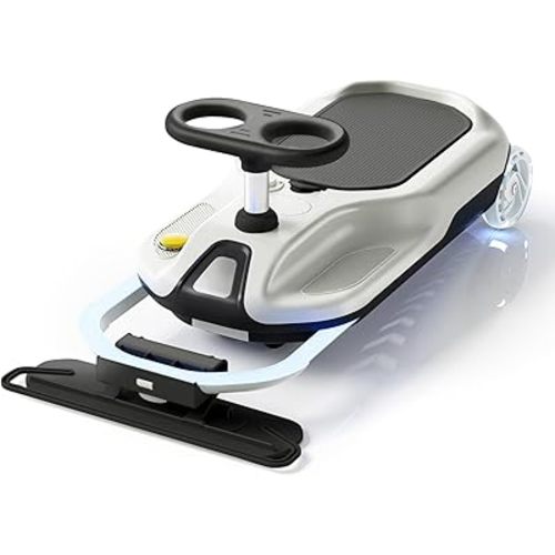 Upgraded Clean Car for Kids, Electric Go Kart with Bearing Steering Rod, Stepless Speed, Glowing Wheels & Storage, 12V Ride-On Race Wiggle Vehicle with Floor Cleaner Function, for Ages 3+