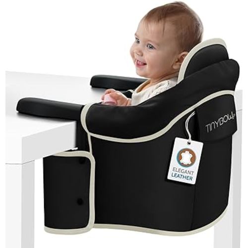 Elegant Faux Leather Hook On High Chair for Baby, High Chair That Attaches to Table - Clip On High Chair to Table, Table High Chair for Travel, Highchair for Baby Seat - Portable Baby Chair for Eating
