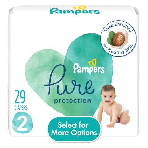 Pampers Pure Protection Diapers, Size 2, 29 Count, Up To 12H Protection