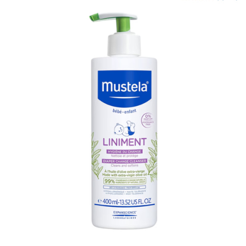 Mustela Liniment - No-Rinse Baby Cleanser for Diaper Change - with Extra Virgin Olive Oil - Fragrance-Free - 13.52 fl. Oz