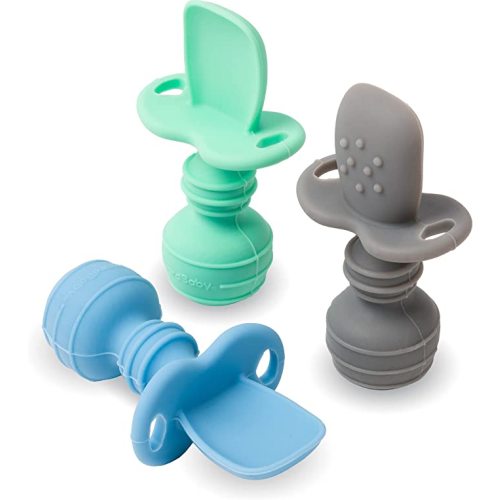 Upward Baby Spoons 3 pack - Baby Spoons Self Feeding 6 Months - Chewable Toddler Utensils with Anti Choke Barrier - Silicone baby spoons - Baby Utensils & Baby Feeding Supplies Infant First Stage