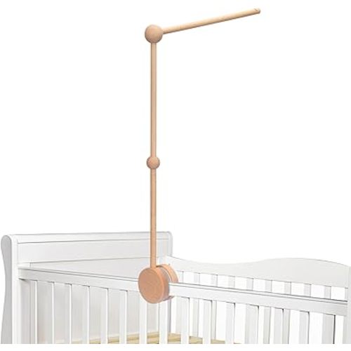 Baby Crib Mobile Arm,Wooden Baby Crib Mobile Arm - Rotating Baby Mobile Hanger Arm (33 inch, Natural Beech Wood) -Mobile Arm for Crib, Mobile Holder for Crib, Baby Nursery Decor (Wooden Color)