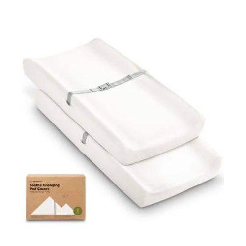 2pk Soothe Changing Pad Covers for Girl, Boy, Soft Cotton Contoured Diaper Changing Table Pad Covers