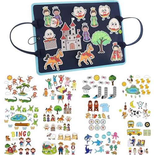 12 Pack Flannel Felt Board Stories Set with a Foldable Board for Preschool Activities Boys Girls(Nursery Rhymes)