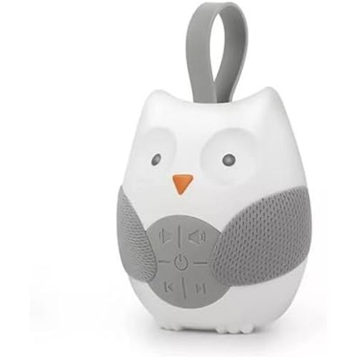 HUIOP White Noise Machine-Portable Owl White Noise Machine Baby Soother with 10 Light Music Songs 2 Natural Sounds 2 Lullabies Silicone Strap for Infants Toddlers