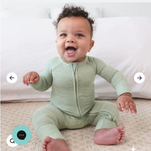 Heather Sage Ribbed Zippy - Little Sleepies