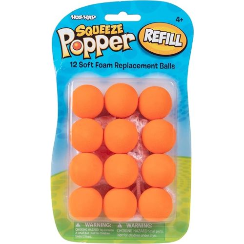 Hog Wild Orange Popper Refill Balls, Pack of 12 - for Poppers and Power Popper Toys - Age 4+
