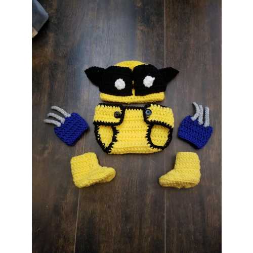 Wolverine diaper cover set photo prop baby's first picture costume