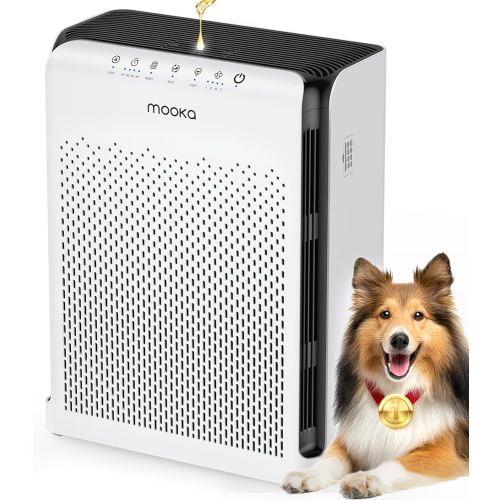 Air Purifiers for Home Large Room up to 2200ft², MOOKA Air Purifier for Home Pets Bedroom with ECO Mode & Fragrance, H13 HEPA Air Filter Cleaner for Pet Hair Dander Smoke Dorm Room Office, M200L