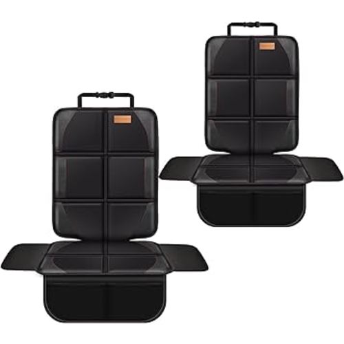 car seat Protector, Child seat Protection, Large Size car seat Protector - 600D Waterproof Fabric Thick Padding and Storage Pockets, Adaptable to Babies, Pets (Ivory-Black 2)