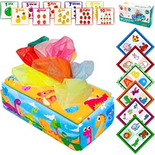 FPVERA Baby Tissue Box Toy - Sensory Toys Infant 6-12 Months Toddler Montessori Toy for Babies Magic Tissue Box Early Learning Educational Preschool Newborns Gifts Boys Girls
