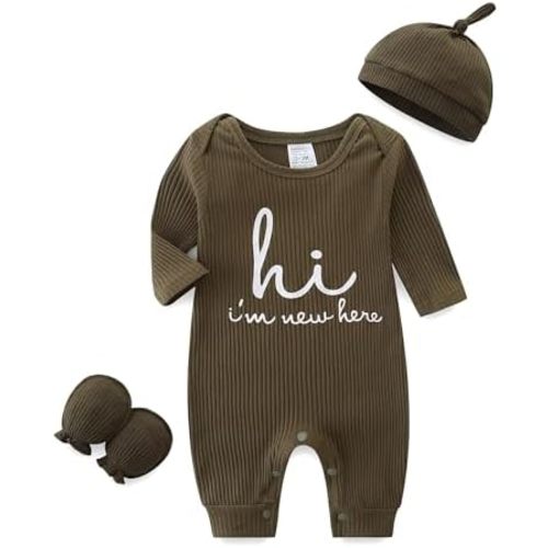 Newborn Romper Baby Boys Girls Clothes Set Infant Jumpsuit Hat Gloves Set
