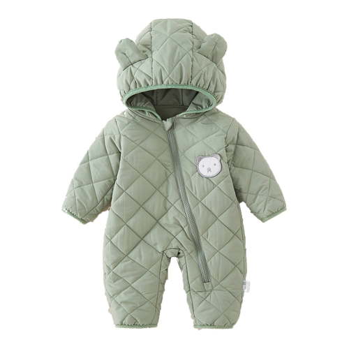 Povozer Baby Snowsuit Winter Coat Warm Hoodie Romper Puffer Jacket(Green,0-3M)