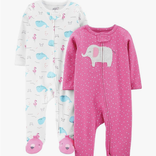 Simple Joys by Carter's Baby Girls' Cotton Footed Sleep and Play, Pack of 2
