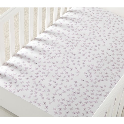 Watercolor Butterfly Organic Crib Fitted Sheet | Pottery Barn Kids