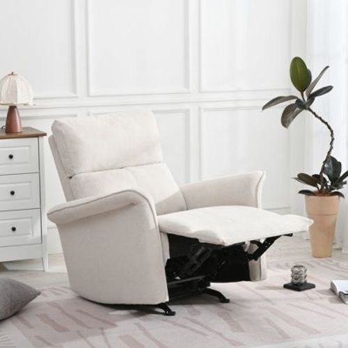 KTMBDW Manual Rocker Recliner Chair for Adults, Manual Rocking Glider Recliner for Small Spaces, Fabric Nursery Chair for Living Room Bedroom, Gray