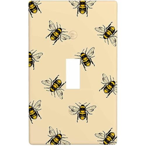 Bee Single Toggle Covers Honey Bee Hardworking Yellow 1 Gang Wall Plate Decoration Light Switch Covers Bathroom Home Kitchen