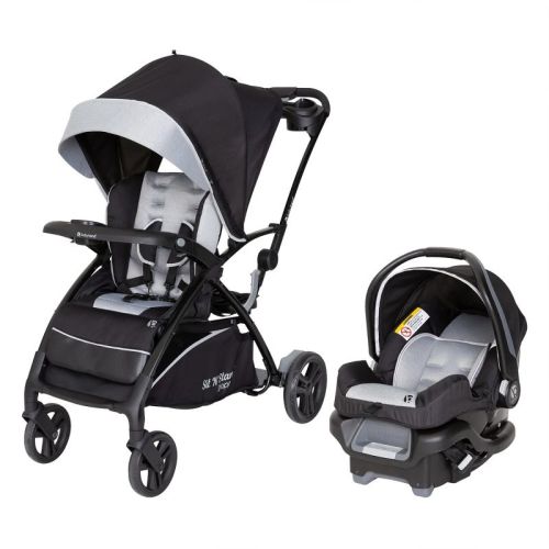 Baby Trend Sit N' Stand 5-in-1 Stroller Single Shopper Travel System with Ally 35 Infant Car Seat, MagneTec Storage Basket, and Canopy, Moondust