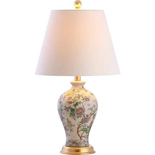 JONATHAN Y JYL3009A Grace 24" Floral LED Table Lamp Classic Cottage Bedside Desk Nightstand Lamp for Bedroom Living Room Office College Bookcase LED Bulb Included, Multicolor