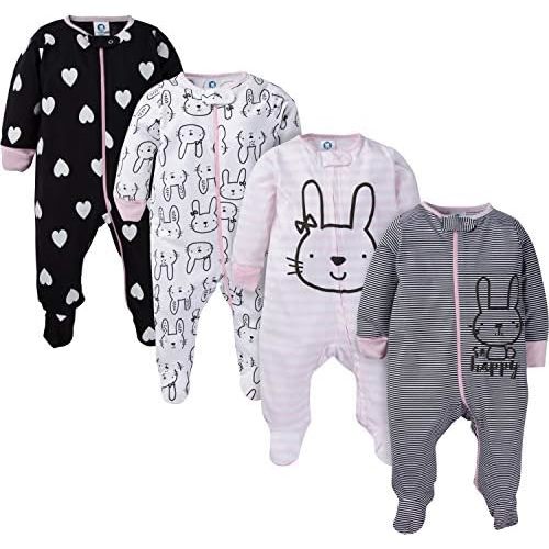 Gerber baby-girls 4 Pack Sleep 'N Play Footie