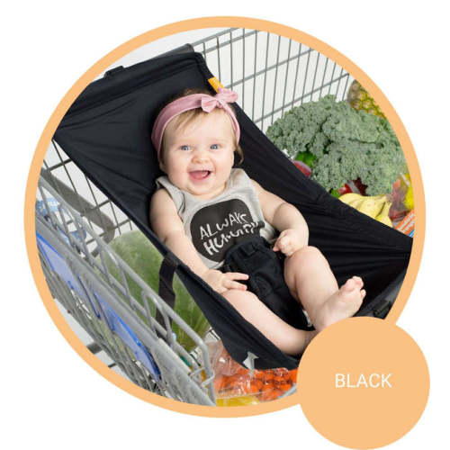Baby Shopping Cart Hammock - Black Fabric