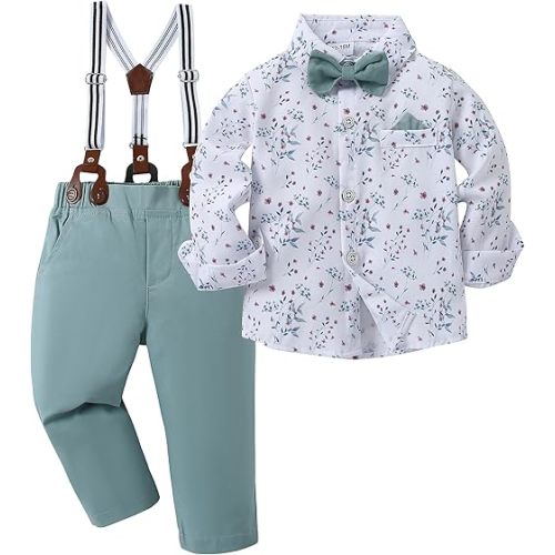 DISAUR Baby Boy Clothes Suits Toddler Dress Shirt With Bowtie Suspender Pants Outfit Sets Gentleman Wedding 1-6 Years
