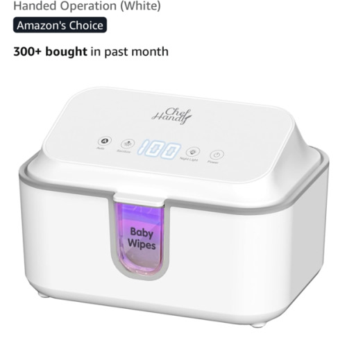 Chefhandy Wipe Warmer, Baby Wipe Warmer with UV Sanitizer, Diaper Wipe Warmer, Wet Wipes Dispenser with 3 Heating Modes, Night Light, Large Capacity, and One-Handed Operation (White)