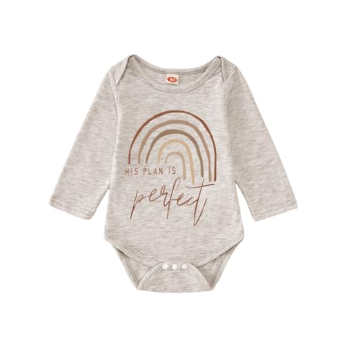 CM C&M WODRO Newborn Baby Boy Girl Bodysuit Answered Prayer Rainbow Onesie Romper Jumpsuit Long Sleeve Infant Outfit Clothes