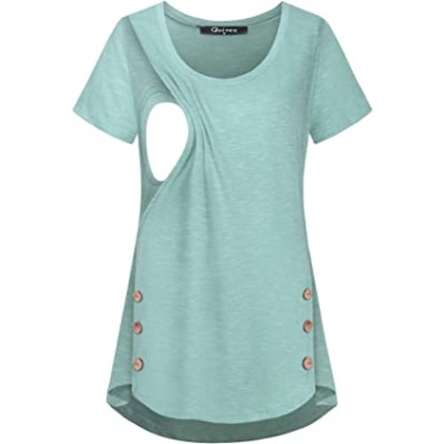 Quinee Women's Casual Button Side Nursing Tops Maternity Breastfeeding Tunic