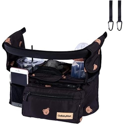 Universal Stroller Organizer with Insulated Cup Holder, Detachable Bag, Shoulder Strap, Fits Strollers like Uppababy, Baby Jogger, Britax Pet