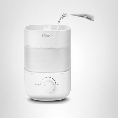 LEVOIT Top Fill Humidifiers for Bedroom, 2.5L Tank for Large Room, Easy to Fill & Clean, 28dB Quiet Cool Mist Air Humidifier for Home Baby Nursery & Plants, Auto Shut-off and BPA-Free for Safety, 25H