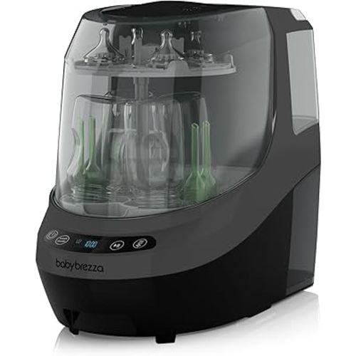 Baby Brezza Bottle Washer Pro - Baby Bottle Washer, Sterilizer + Dryer - All in One Machine Cleans Bottles, Pump Parts, & Sippy Cups - Replaces Hand Washing, Bottle Brushes and Drying Racks, Charcoal