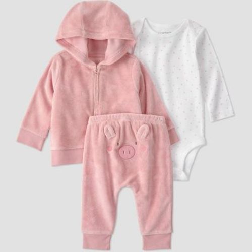 Carter's Just One You® Baby Girls' 3pc Piglet Bodysuit and Pants Set with Jacket - Pink 6M