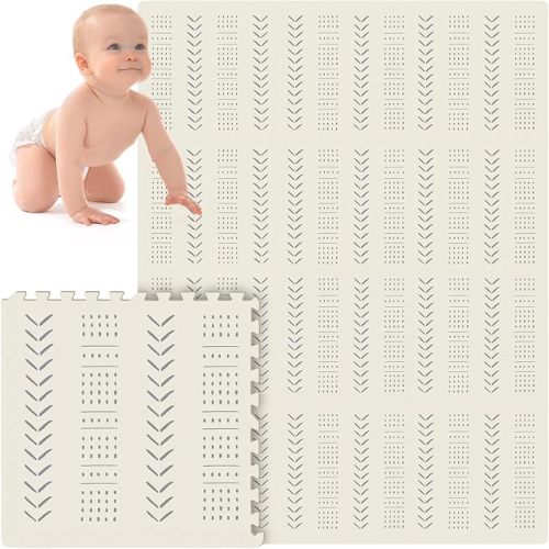 Baby Foam Play Mat 6FT x 8FT Puzzle Floor Mat for Kids Waterproof Baby Crawling Mat for Infants and Toddlers(Cream Color) - 6 x 8 ft