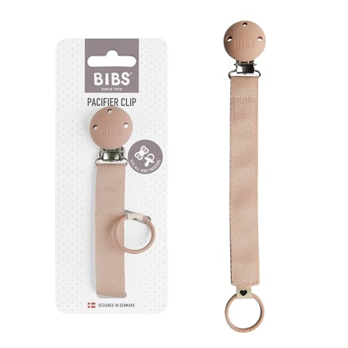 BIBS Pacifier Clip Ribbon - Secure Your Baby's Pacifier with Durable Polyester Webbing and Nickel-Free Metal Clip - Compatible with All BIBS Pacifiers - Blush