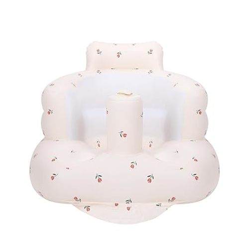 Inflatable Baby Chair, Inflatable Baby Seat for Babies 3 Months and Up, Summer Blow Up Chair with Built in Air Pump, Infant Floor Seats for Learning to Sit, Palying, Camping, Tulip